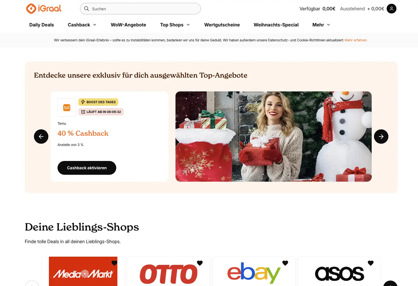 iGraal app interface and new customer bonus as an example