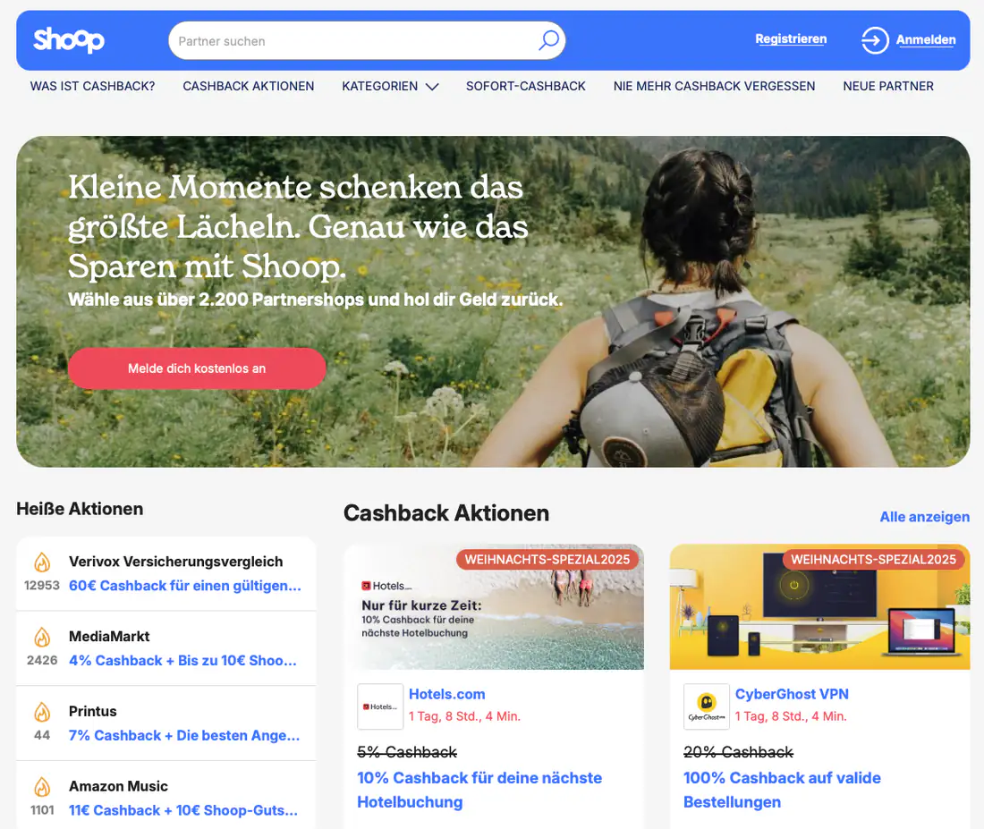 Shoop app interface and browser reminder