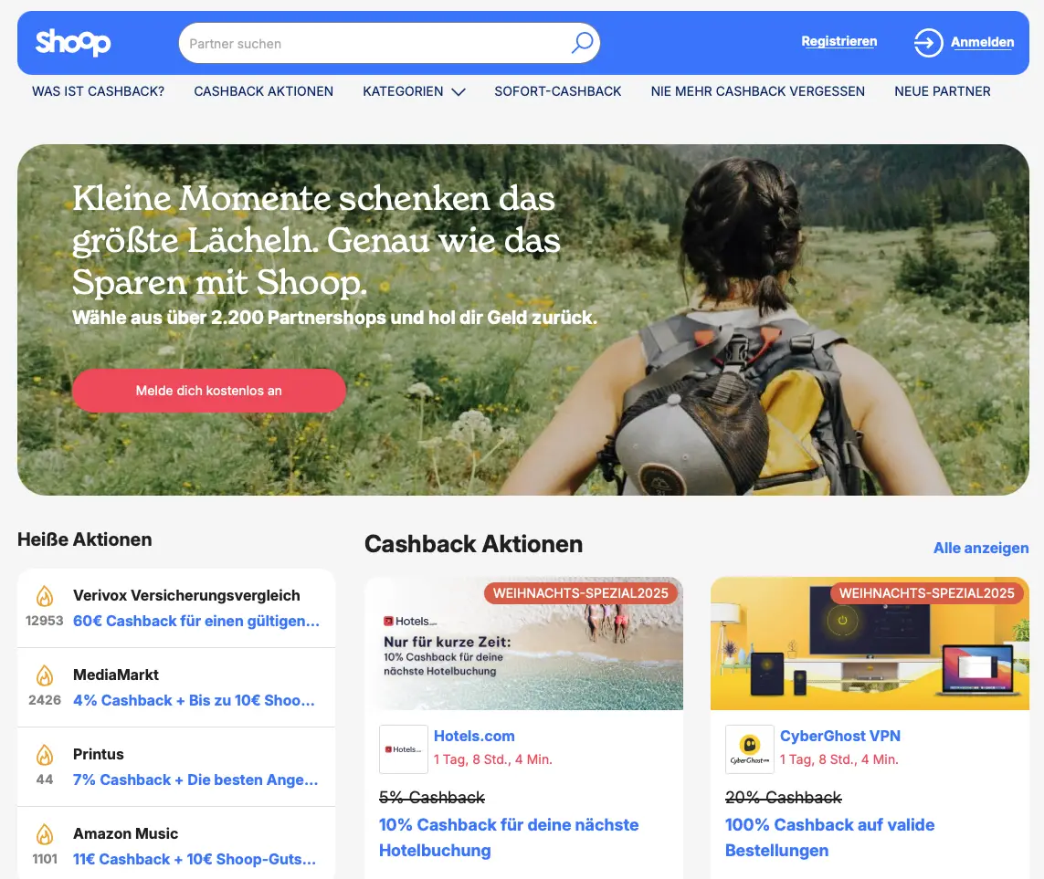 Shoop app interface and browser reminder